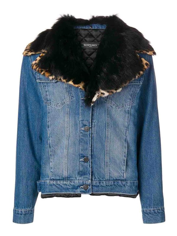 SIMONETTA RAVIZZA: blazers - Animalier Denim Jacket
