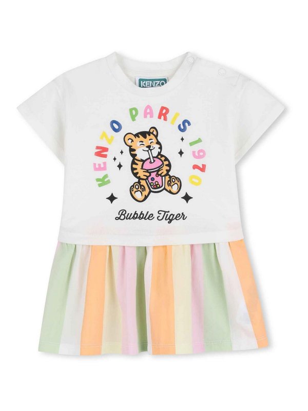 KENZO: Knielange Kleider - Knielanges Kleid - Weiß