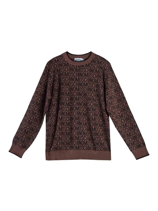 MOSCHINO: Pull col rond - Pull Col Rond - Marron