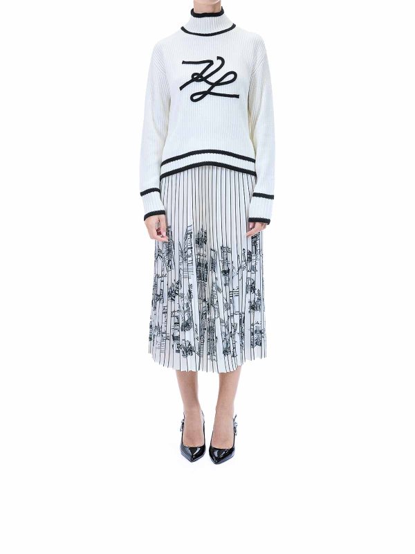 KARL LAGERFELD: Strickpullover mit Rundhalsausschnitt online - Rundhalspullover - Weiß