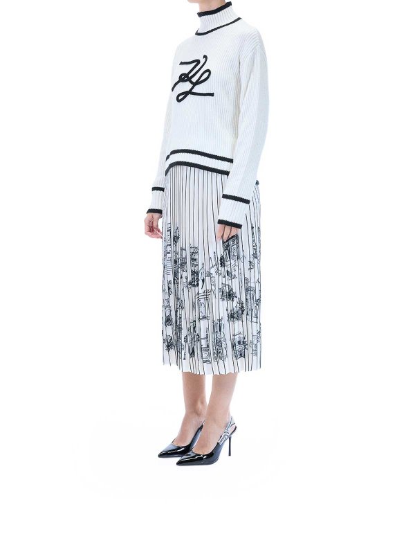 The Best Shops KARL LAGERFELD: Strickpullover mit Rundhalsausschnitt - Rundhalspullover - Weiß