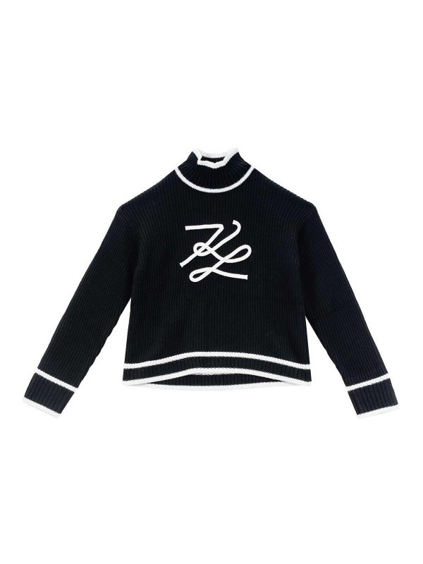 KARL LAGERFELD: Strickpullover mit Rundhalsausschnitt - Rundhalspullover - Schwarz
