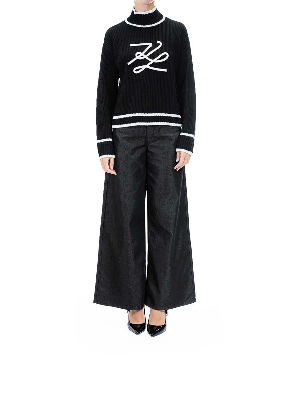 KARL LAGERFELD: Strickpullover mit Rundhalsausschnitt online - Rundhalspullover - Schwarz