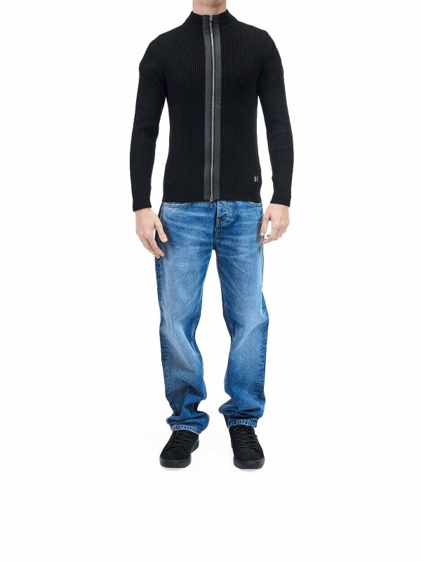 KARL LAGERFELD: crew necks online - Ribbed zip sweater