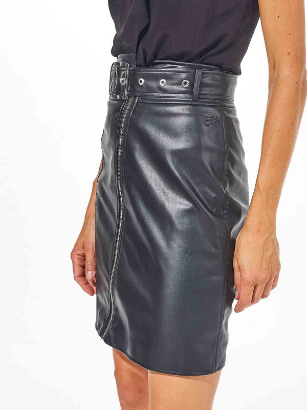 The Best Shops KARL LAGERFELD: レザースカート - 黒
