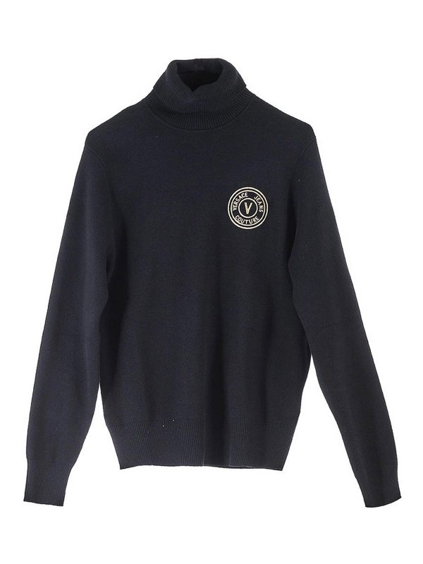 Versace Jeans Couture: Col roulé & Col polo - Pull Col Roulé - Noir