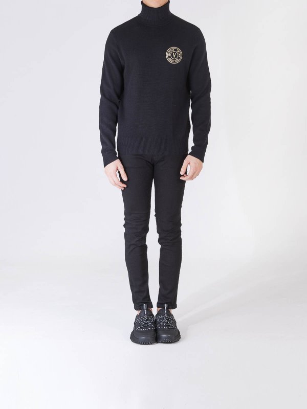 Versace Jeans Couture: Col roulé & Col polo online - Pull Col Roulé - Noir