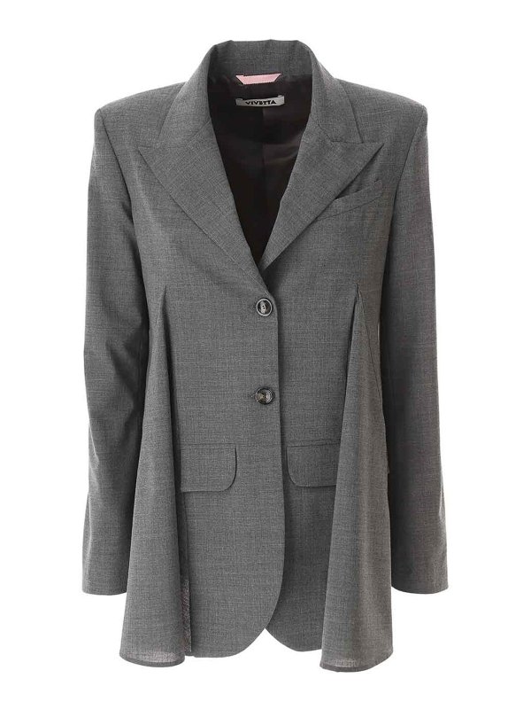 Vivetta: blazers - Light Wool Blazer With Slices