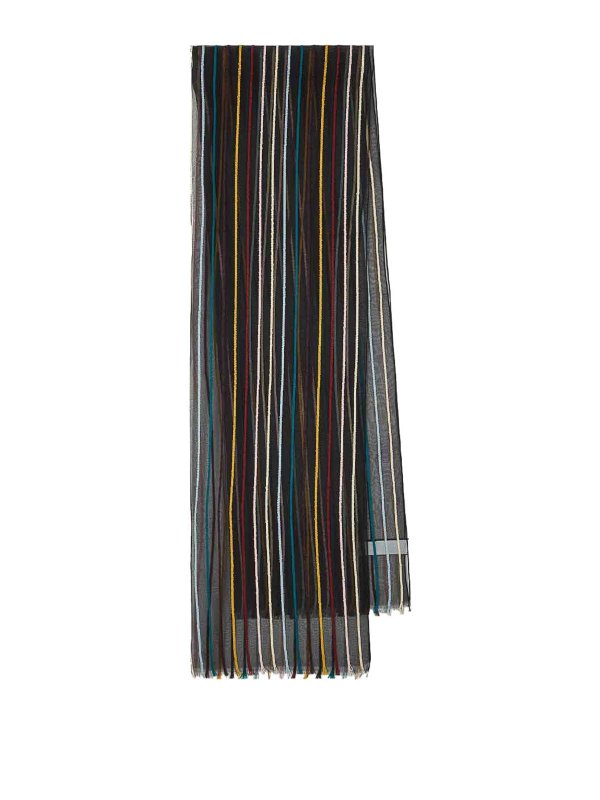 PAUL SMITH: scarves - Multi-stripe Ps Transparent Scarf
