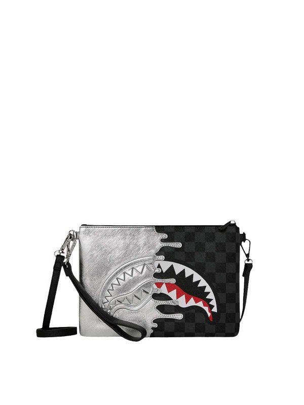 SPRAYGROUND: clutches online - Silver Side Drip Crossover Clutch