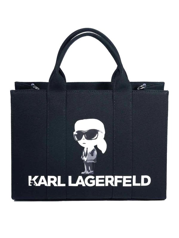 KARL LAGERFELD: トートバッグ - トートバッグ - 黒