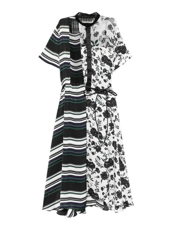 Sacai: knee length dresses - Pattern Mix Dress