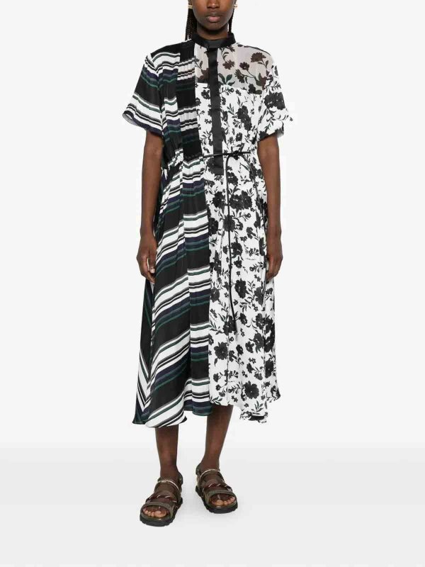 Sacai: knee length dresses online - Pattern Mix Dress