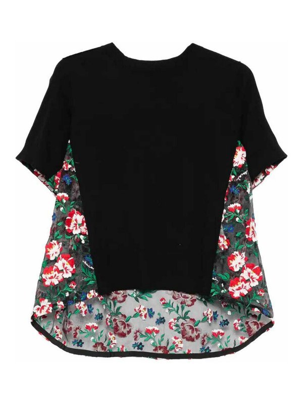 Sacai: maglia collo rotondo - Pullover con ricamo floreale
