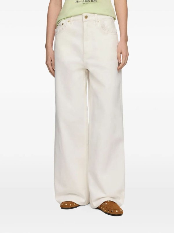 ストレートジーンズ - 白 shop online: GANNI