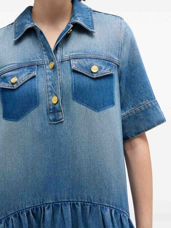 GANNI: Knielange Kleider online - Knielanges Kleid - Jeansblau