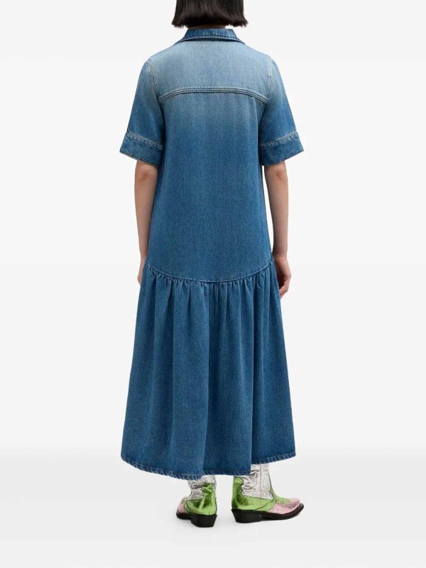 The Best Shops GANNI: Knielange Kleider - Knielanges Kleid - Jeansblau