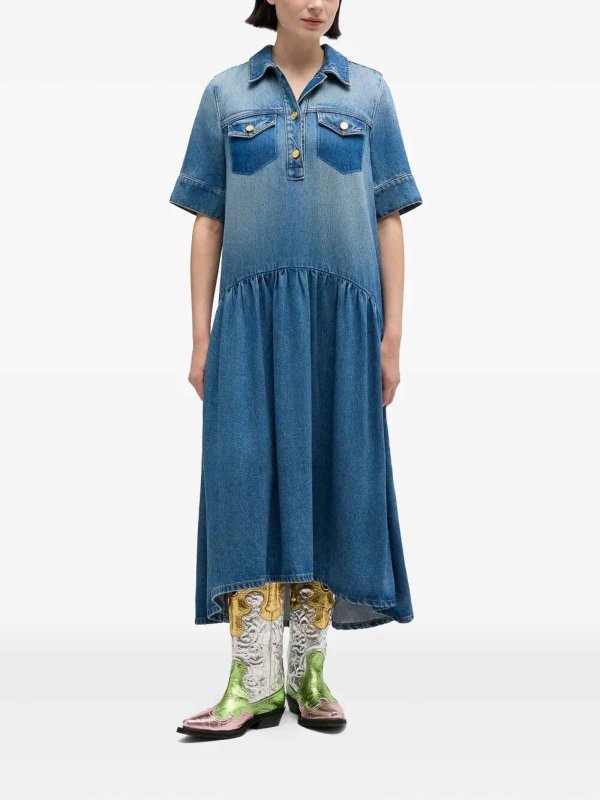 Knielanges Kleid - Jeansblau shop online: GANNI