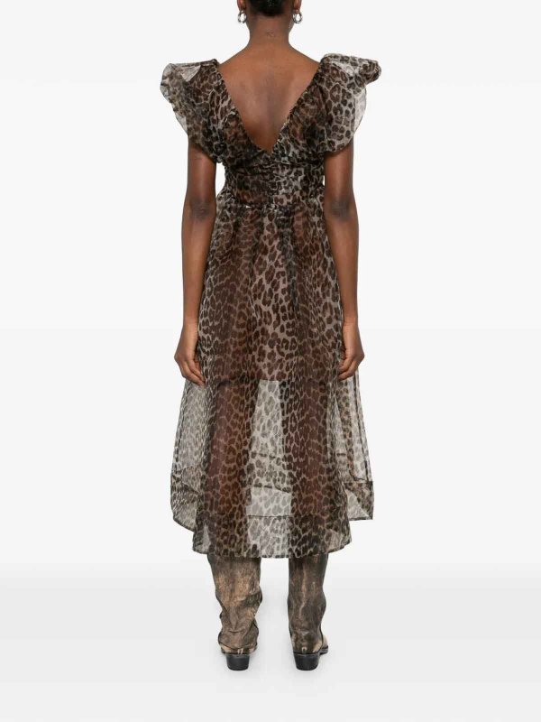 GANNI: Maxi robe online - Maxi Robe - Beige