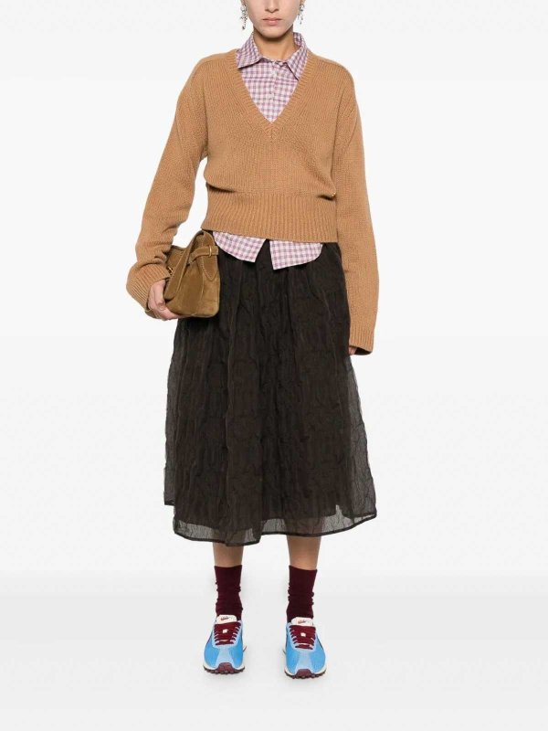 Vネック - ブラウン shop online: GANNI