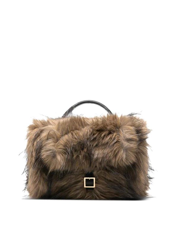 Sacai: totes bags - Faux Fur Muff