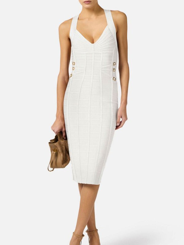 膝丈ドレス - 白 shop online: ELISABETTA FRANCHI