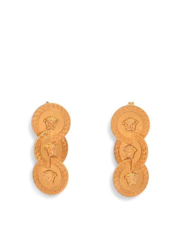 VERSACE: Earrings - Tribute Brass Earrings