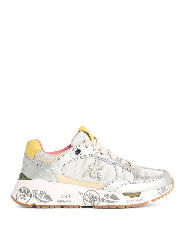 PREMIATA: trainers - D Silver Leather Blend Sneakers