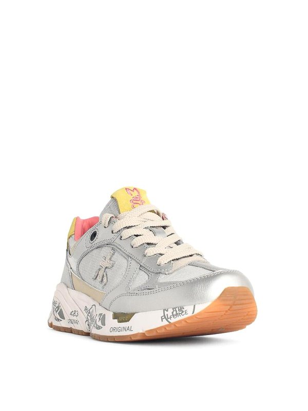 PREMIATA: trainers online - D Silver Leather Blend Sneakers