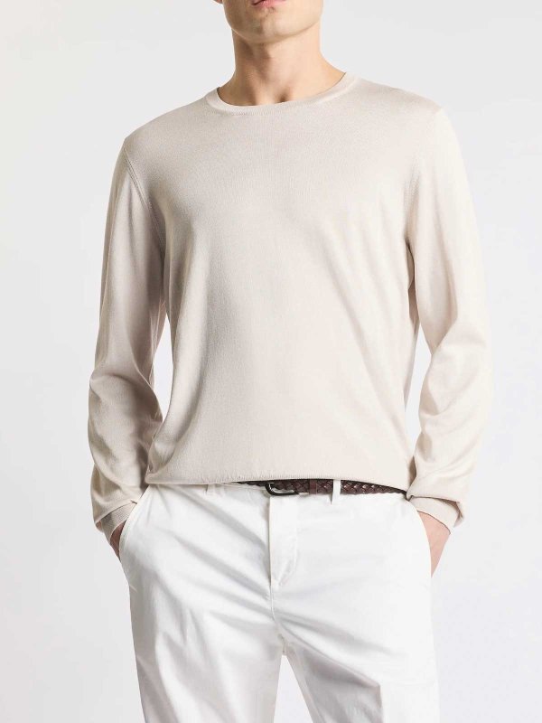 The Best Shops FAY: Strickpullover mit Rundhalsausschnitt - Rundhalspullover - Hellrosa