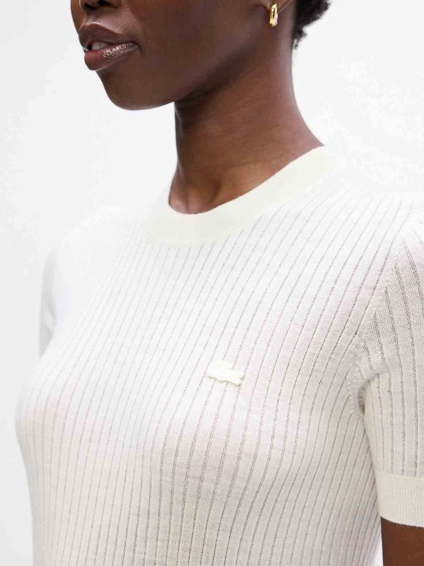 LACOSTE: Strickpullover mit Rundhalsausschnitt online - Rundhalspullover - Weiß