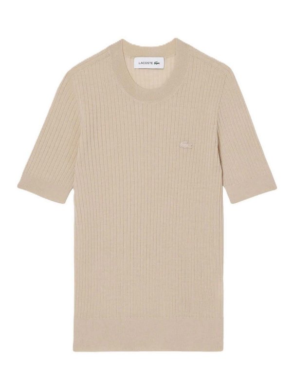 LACOSTE: Strickpullover mit Rundhalsausschnitt - Rundhalspullover - Dunkelbeige