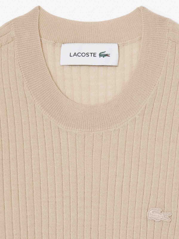 LACOSTE: Strickpullover mit Rundhalsausschnitt online - Rundhalspullover - Dunkelbeige
