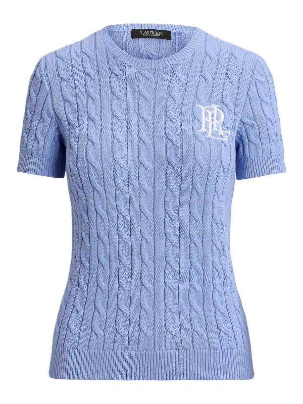 LAUREN RALPH LAUREN: Strickpullover mit Rundhalsausschnitt - Rundhalspullover - Hellblau