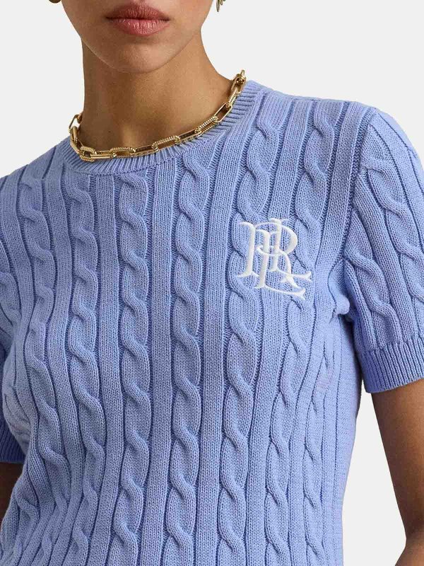 LAUREN RALPH LAUREN: Strickpullover mit Rundhalsausschnitt online - Rundhalspullover - Hellblau