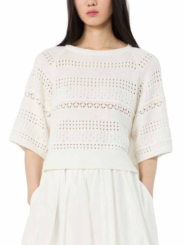 WEEKEND MAX MARA: Strickpullover mit Rundhalsausschnitt online - Rundhalspullover - Creme