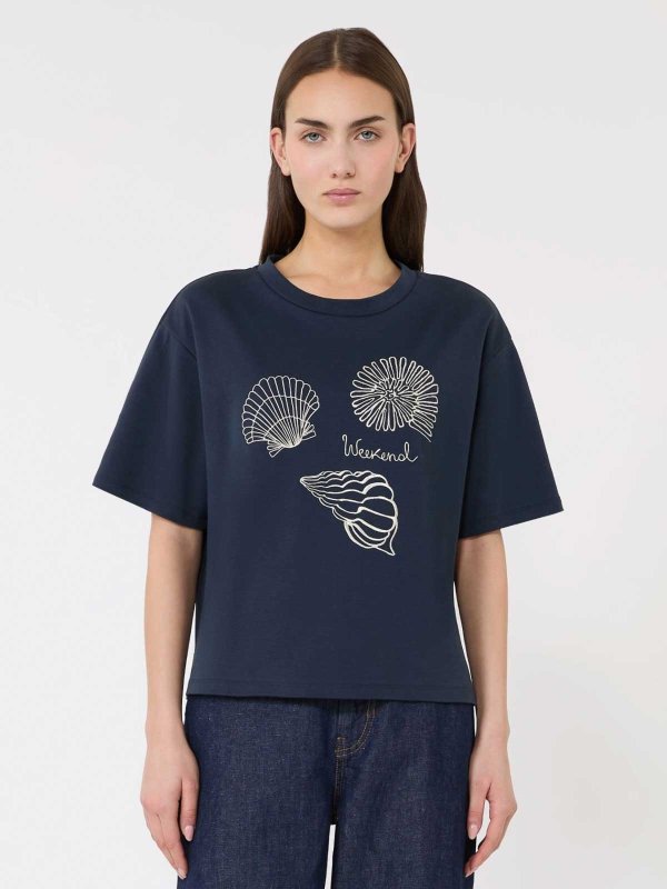 The Best Shops WEEKEND MAX MARA: Strickpullover mit Rundhalsausschnitt - Rundhalspullover - Blau