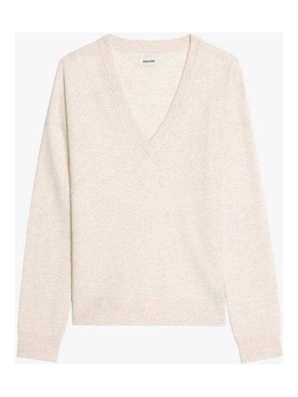 ZADIG&VOLTAIRE: Strickpullover mit Rundhalsausschnitt - Rundhalspullover - Hellbeige