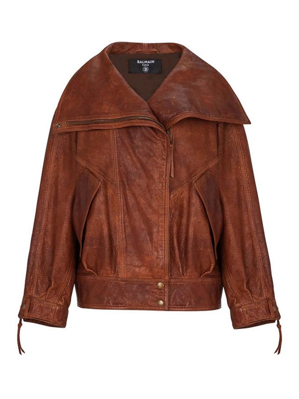 Balmain: leather coats - Leather Outerwear