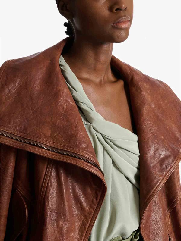 Balmain: leather coats online - Leather Outerwear