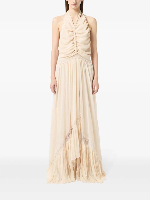 膝丈ドレス - ベージュ shop online: BLUMARINE