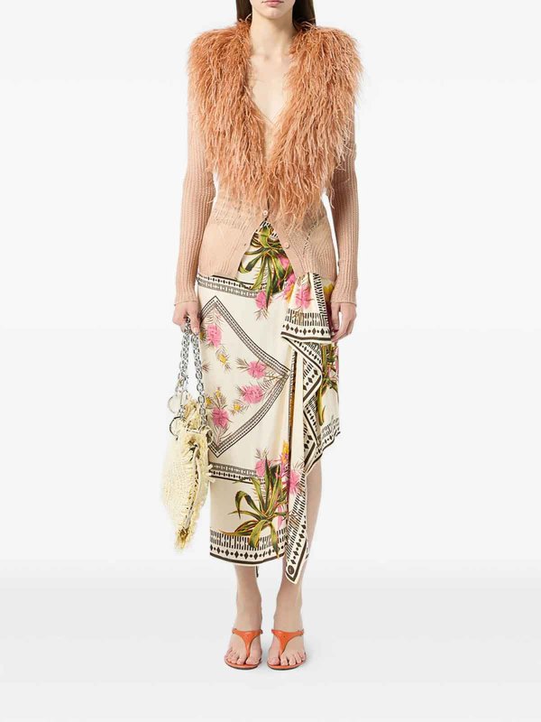膝丈/ミディスカート - ベージュ shop online: BLUMARINE