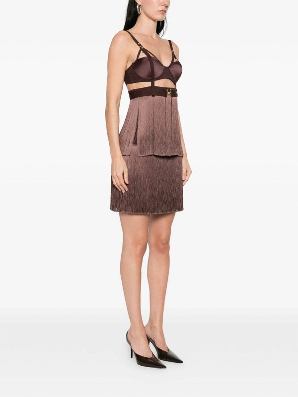 ELISABETTA FRANCHI: ニーレングスドレス online - 膝丈ドレス - ブラウン