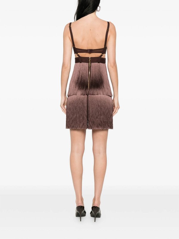 膝丈ドレス - ブラウン shop online: ELISABETTA FRANCHI