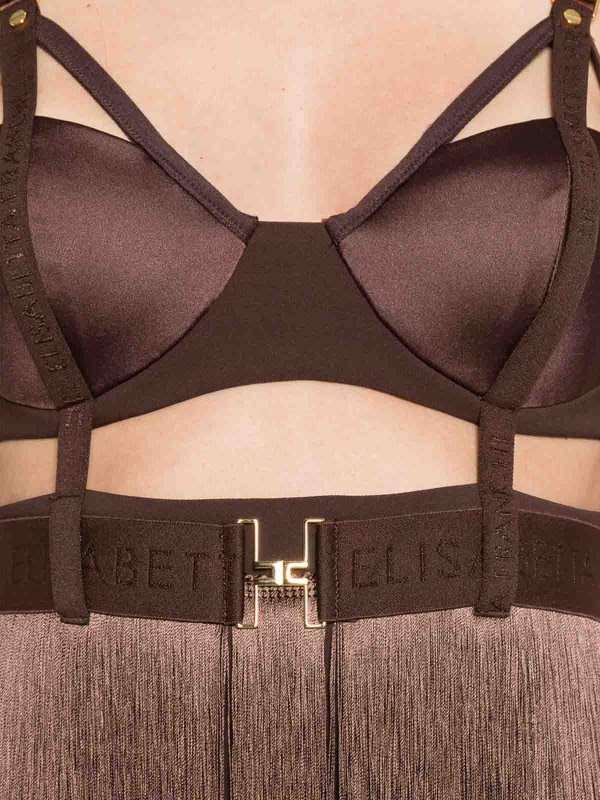 ELISABETTA FRANCHI buy online 膝丈ドレス - ブラウン