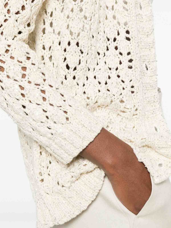 FABIANA FILIPPI: Strickpullover mit Rundhalsausschnitt online - Rundhalspullover - Beige