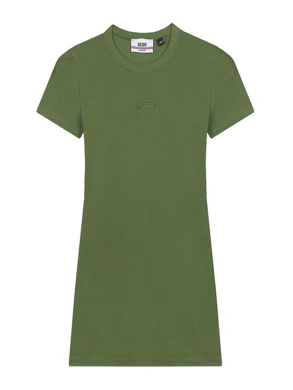 GCDS: Knielange Kleider - Knielanges Kleid - Grün