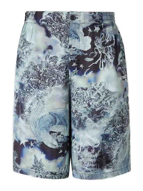 OFF-WHITE: Shorts - Short - Bleu