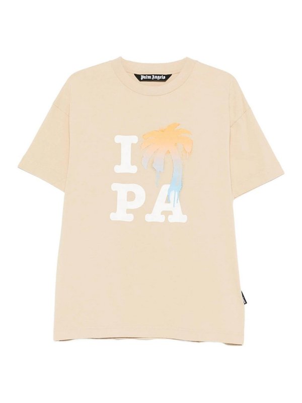 Palm Angels: T-shirts - T-Shirt - Beige