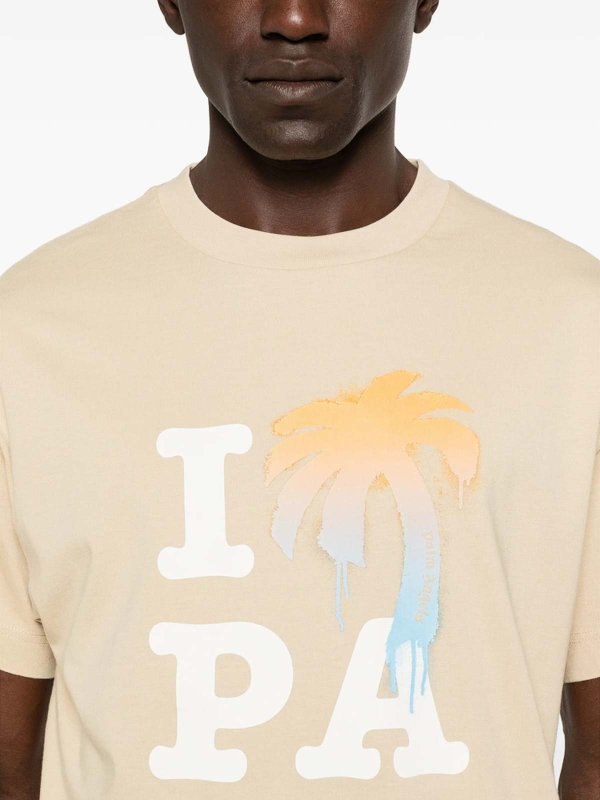 Palm Angels: T-shirts online - T-Shirt - Beige